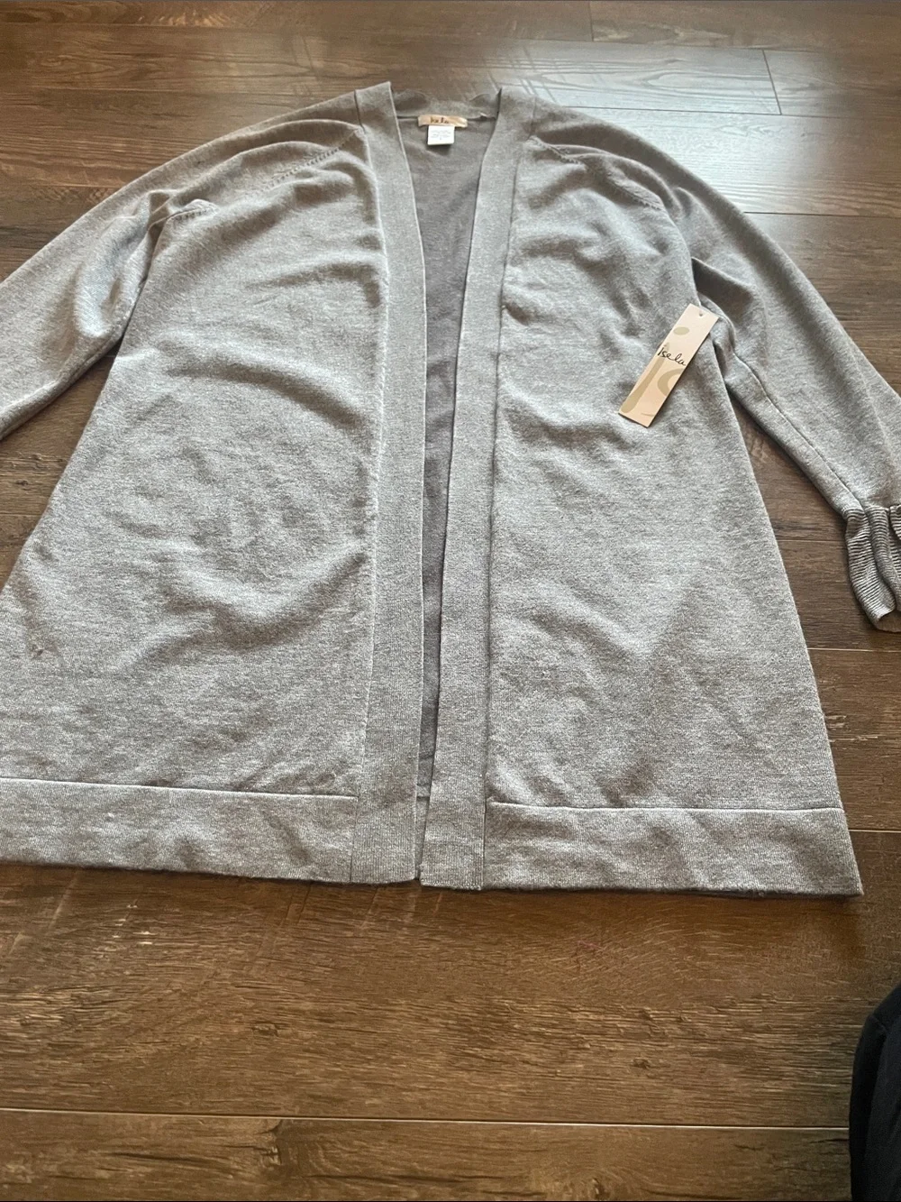 Isela Light Gray Open-Front Cardigan with Ruffle Cuffs Size Small - Picture 5 of 8